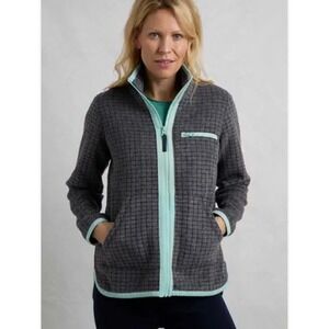 Weird Fish Tilly Grid Fleece Full Zip Jacket Grey Navy Blue Size 22 Gorpcore